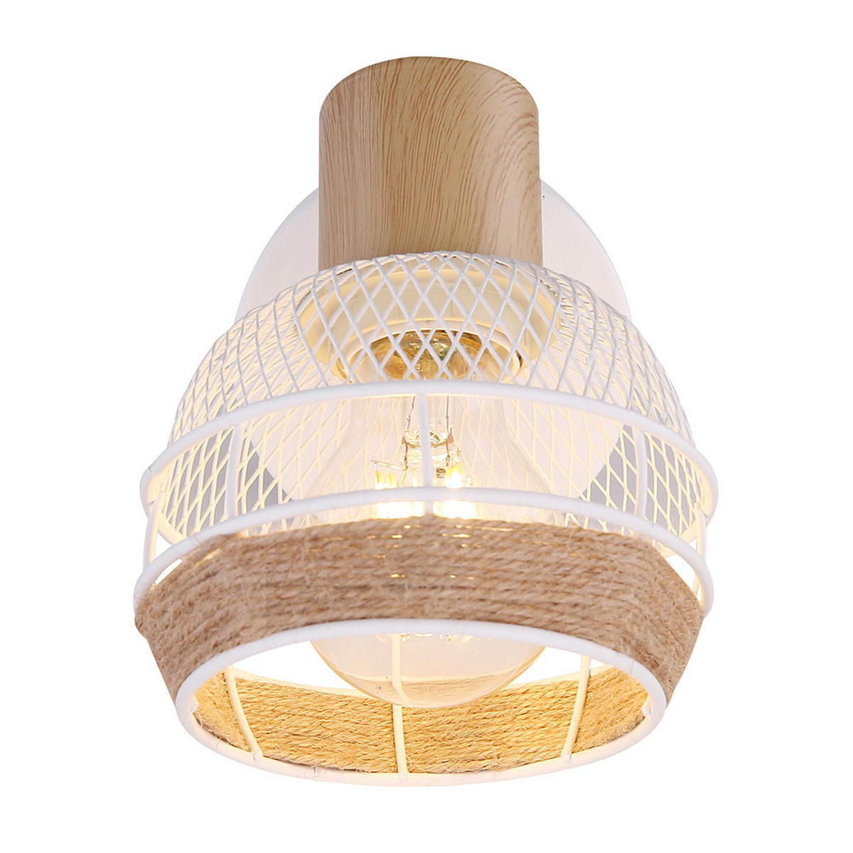 WANDLEUCHTE Holzoptik Weiß - Weiß, Holz (12.2/15/15.6cm) - Globo Lighting