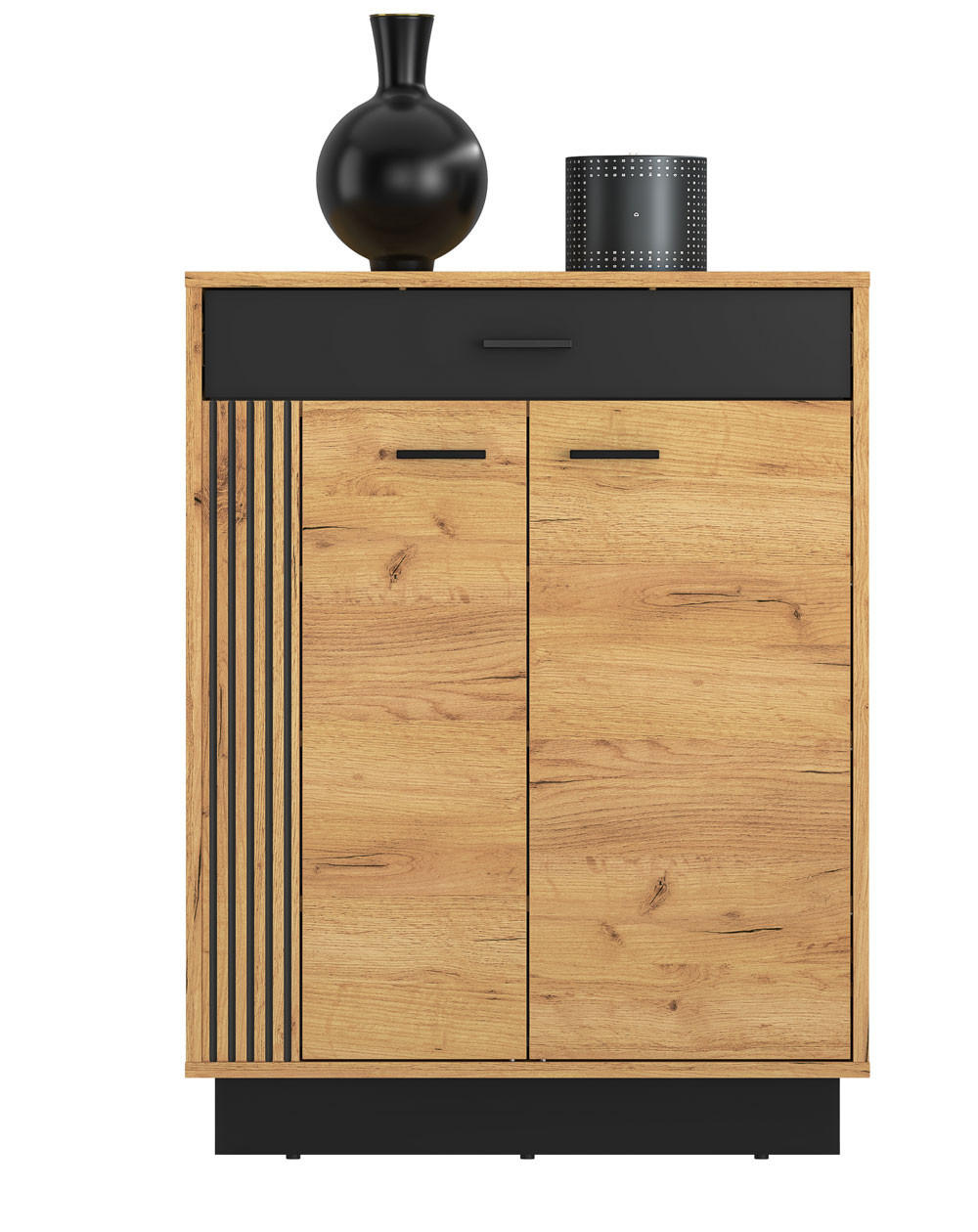 SCHUHSCHRANK Vasco Gold Craft Eiche / Schwarz 70 / 34 / 91cm - Eichefarben/Schwarz, Holz/Holzwerkstoff (70/91/34cm) - Feldmann-Wohnen