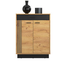 SCHUHSCHRANK Vasco Gold Craft Eiche / Schwarz 70 / 34 / 91cm - Eichefarben/Schwarz, Holz/Holzwerkstoff (70/91/34cm) - Feldmann-Wohnen