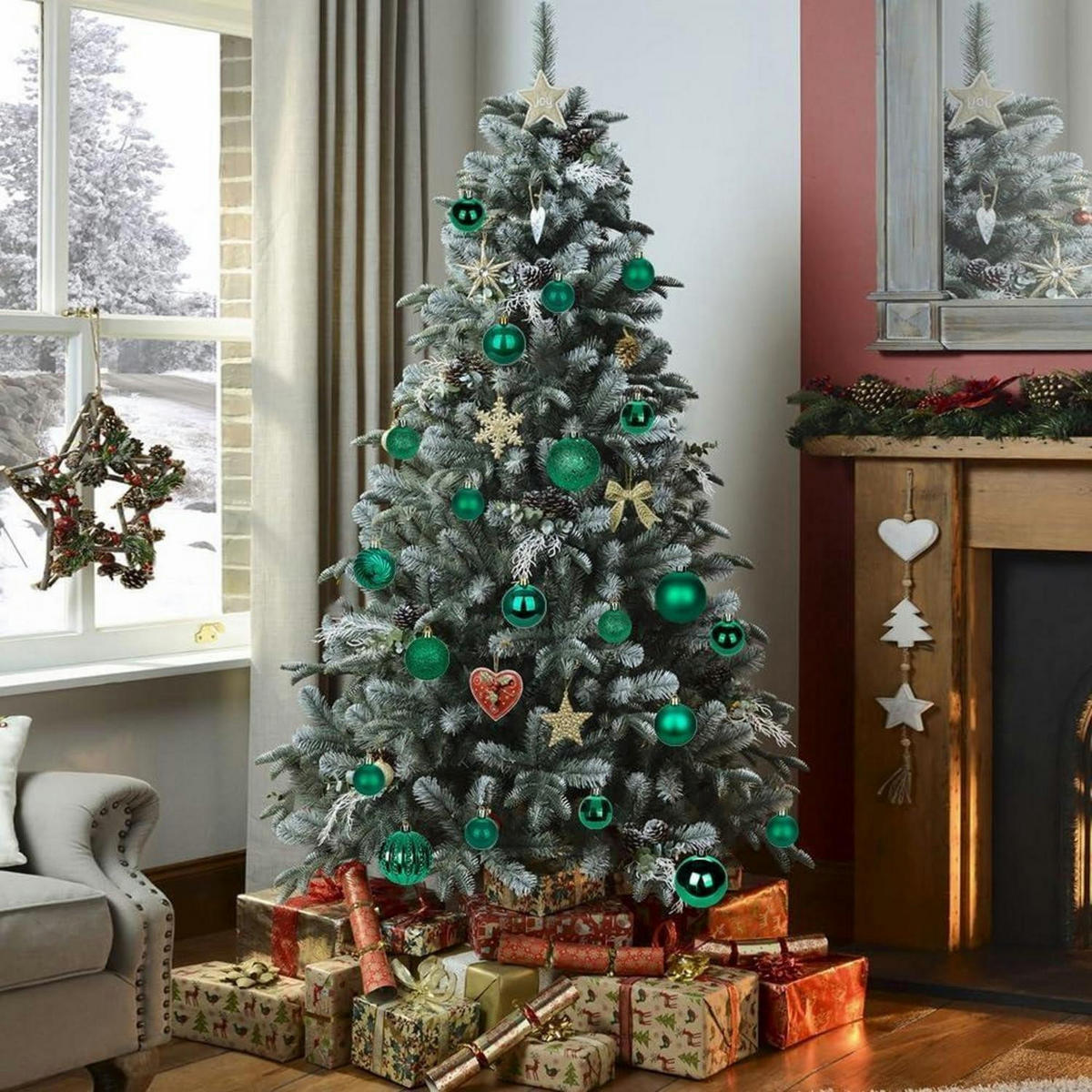 WEIHNACHTSKUGELN 12-teiliges Set Dunkelgrün 8 cm - Grün, Kunststoff (8/8/8cm)