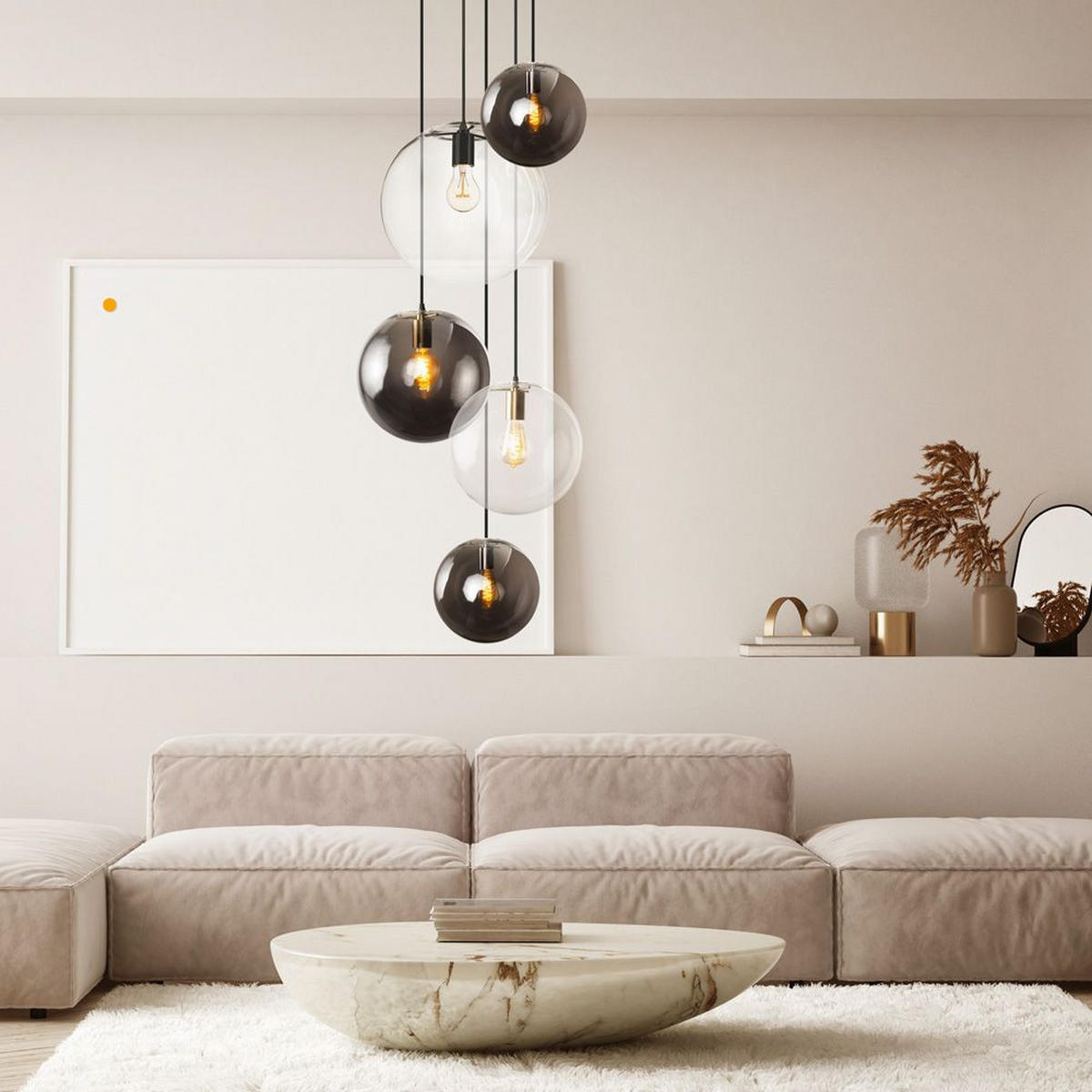 GALERIELEUCHTE Orb 5m Abhängung Klar/Schwarz Ø 40cm - Klar, Glas (40/40/40cm) - s.luce