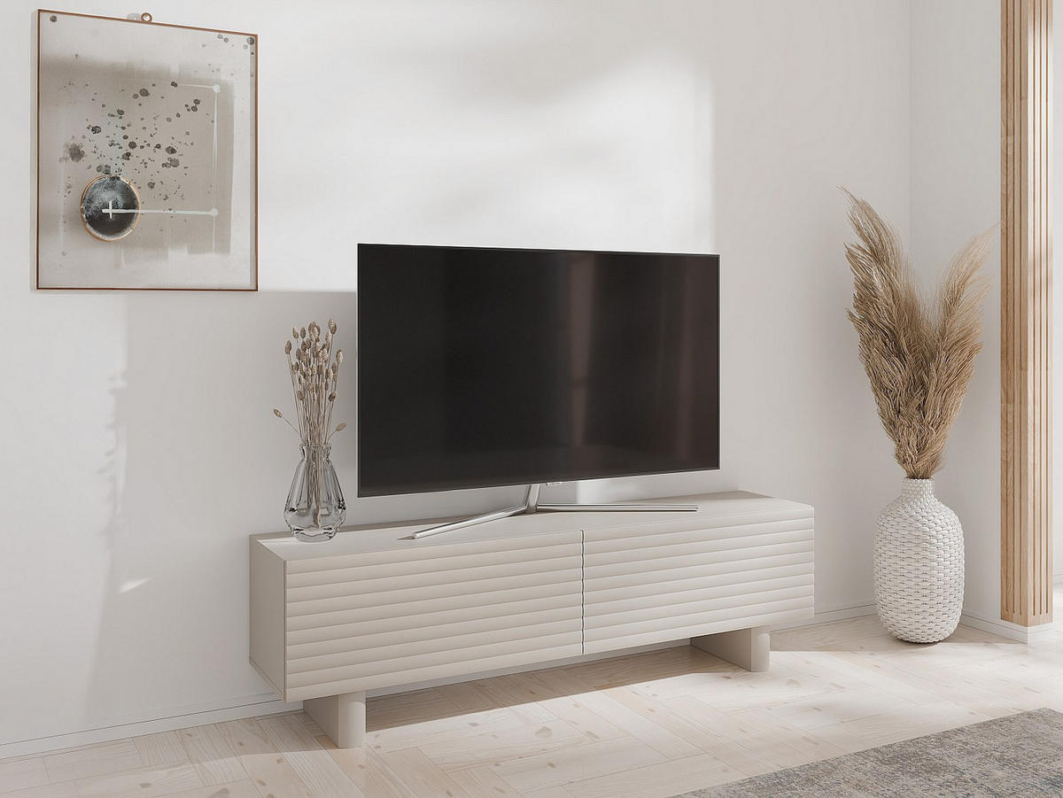 TV-MÖBEL mit 2 Türen - MDF - 150 cm - Beige - LUDIMA - Beige, Holz (150/46.1/36.8cm) - Vente-Unique