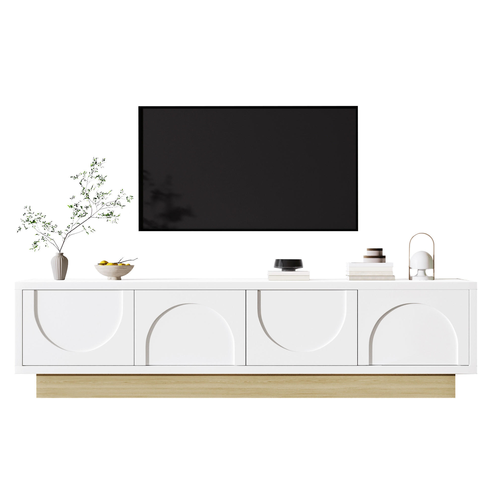 TV-LOWBOARD 175/40/41,5 cm Weiß aus MDF mit Push-to-Open - Weiß, Holzwerkstoff (40/41.5/175cm) - OKWISH
