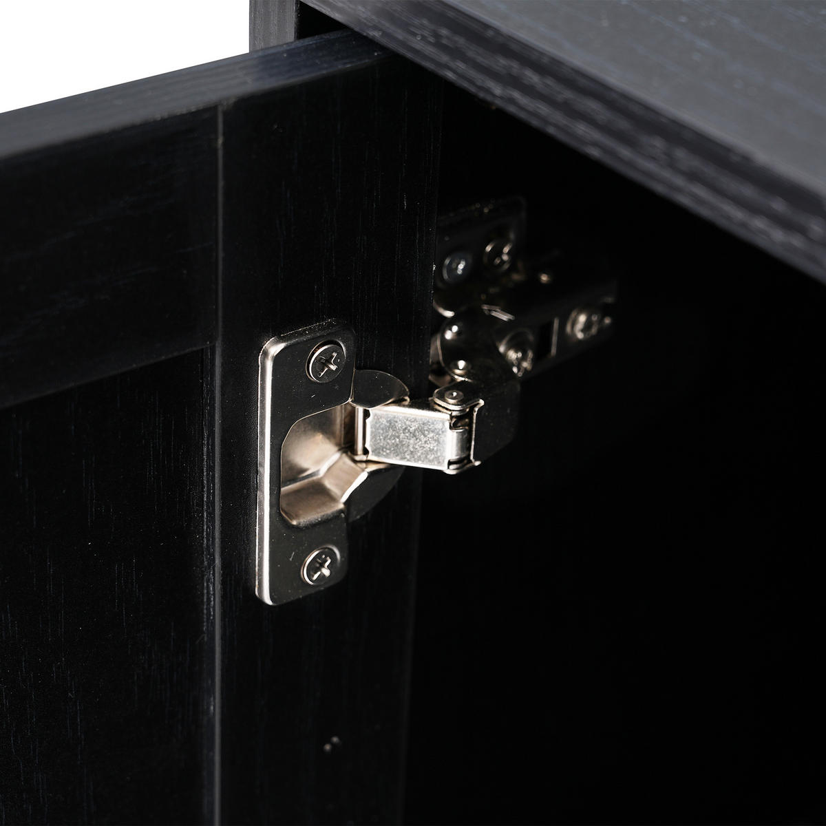SIDEBOARD mit Rattan-Elementen und Schiebetüren, 150/40/80 cm - Schwarz, Holzwerkstoff (150/80/40cm) - Urban Meuble