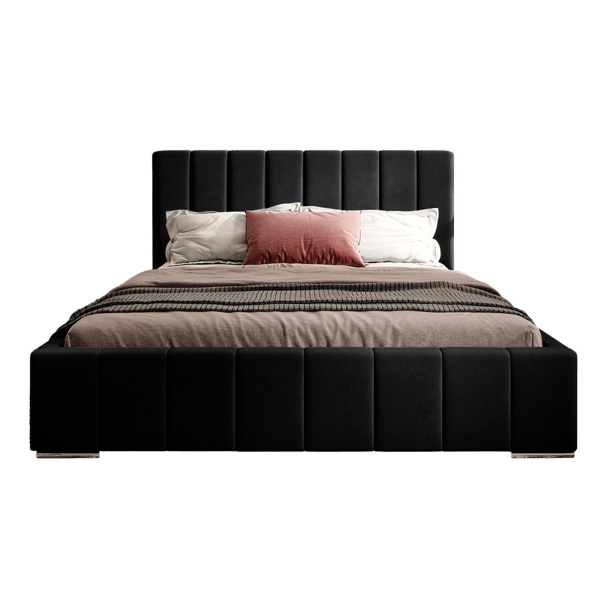 POLSTERBETT ALVORA 180x200 cm, Schwarz - Schwarz, Textil (200/180cm) - Fedve