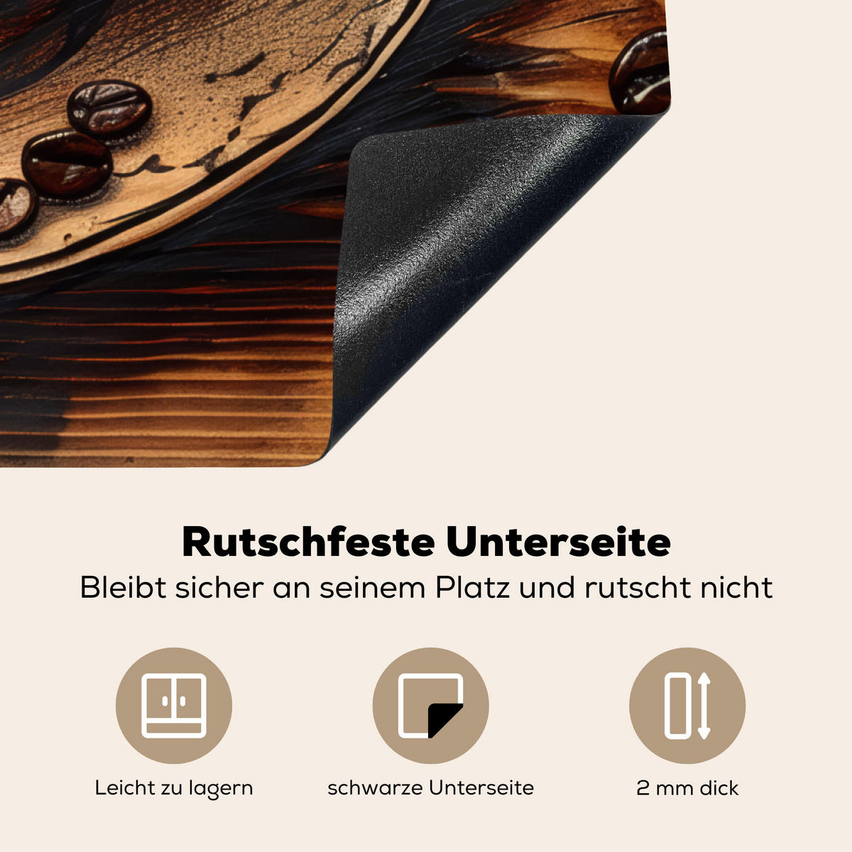 HERDABDECKPLATTE Kaffee - Vintage - Braun - Tasse - Holz Induktionsmatte 78x78 cm - Cappuccino, Kunststoff (78/78/0.2cm) - MuchoWow