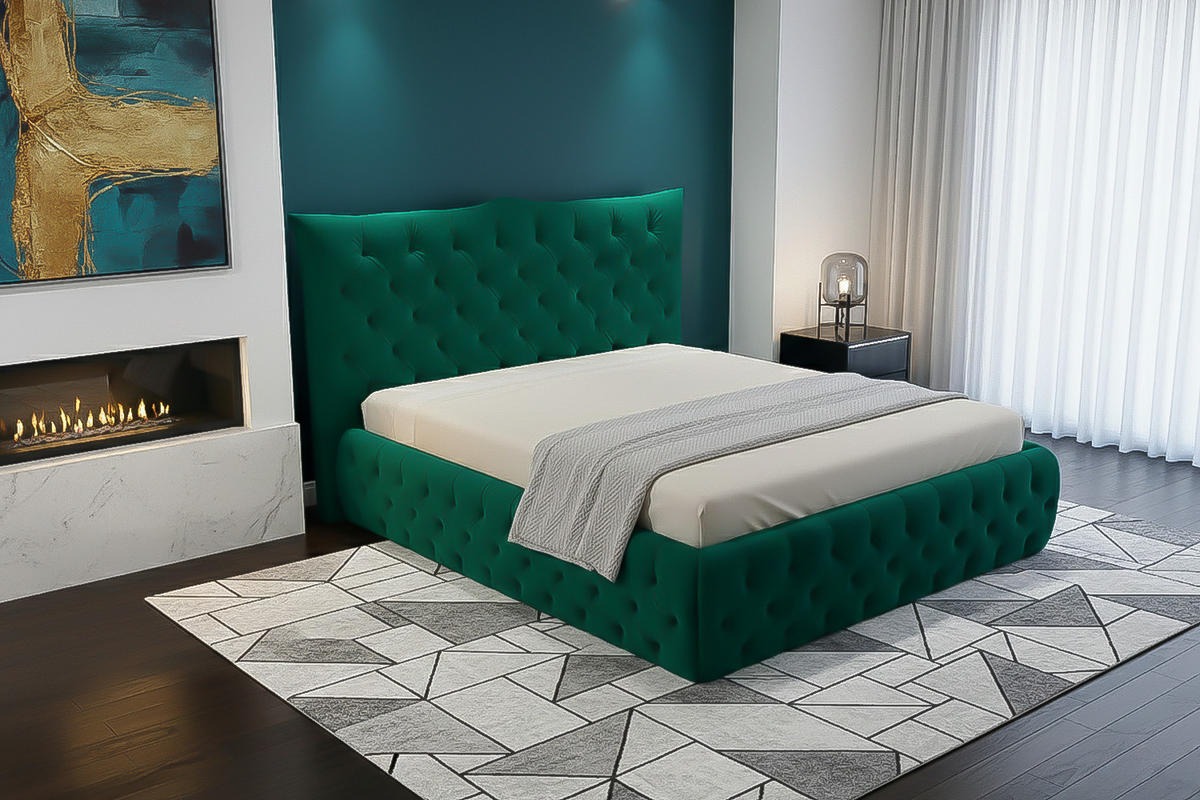 POLSTERBETT BERTINI Grün Velvet - Grün, Textil (200/200cm) - KAWOLA
