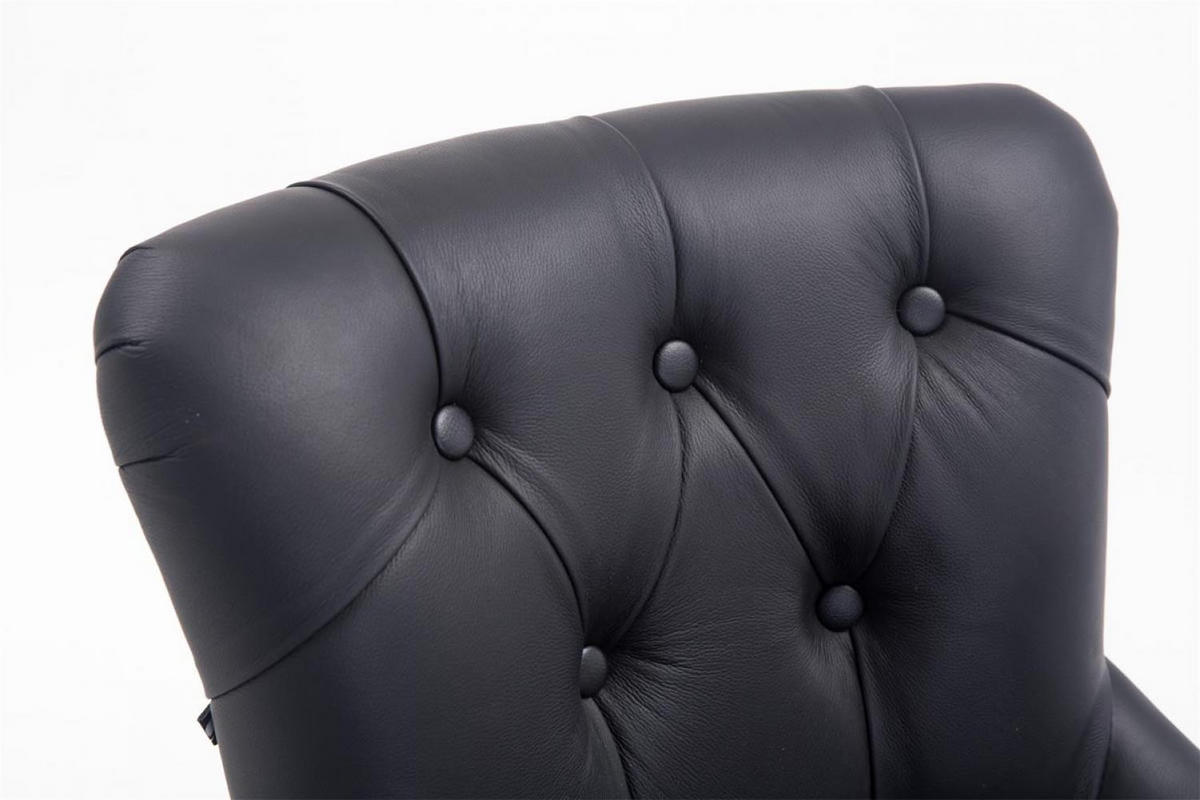 BARHOCKER 2er Set Echtleder schwarz - Schwarz, Leder/Holz (55/109/57cm) - CLP