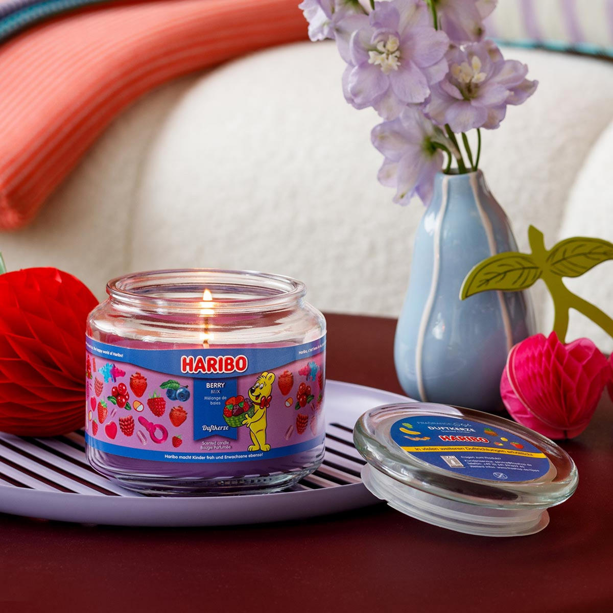 HARIBO™ Duftkerze - Lila, Naturmaterialien/Glas (9.5cm)