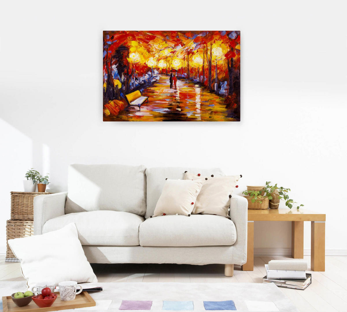 ACRYLBILD HANDGEMALT 90/60 cm - Rot, Holz/Textil (1.5/60cm) - KUNSTLOFT