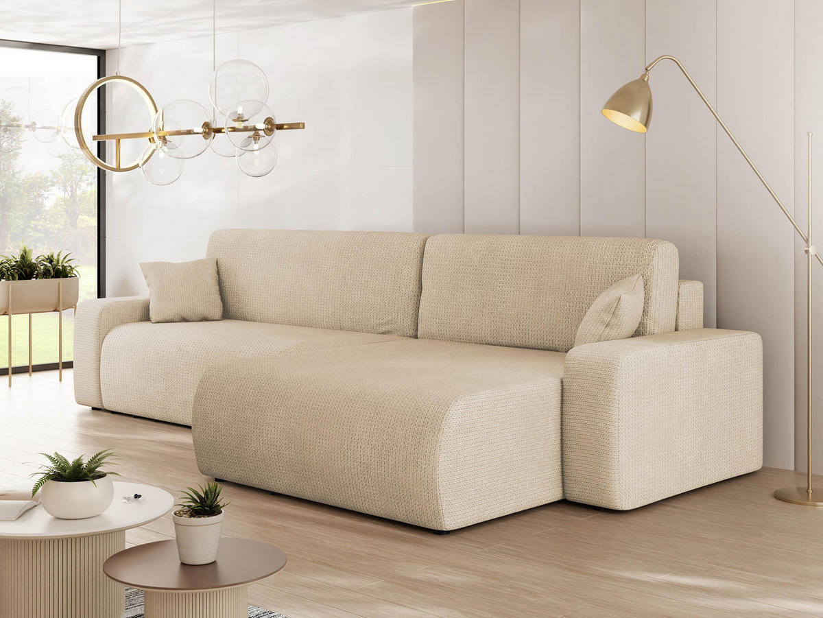 ECKSOFA Piano - Schwarz/Naturfarben, Holz/Kunststoff (274/145cm) - MIRJAN24