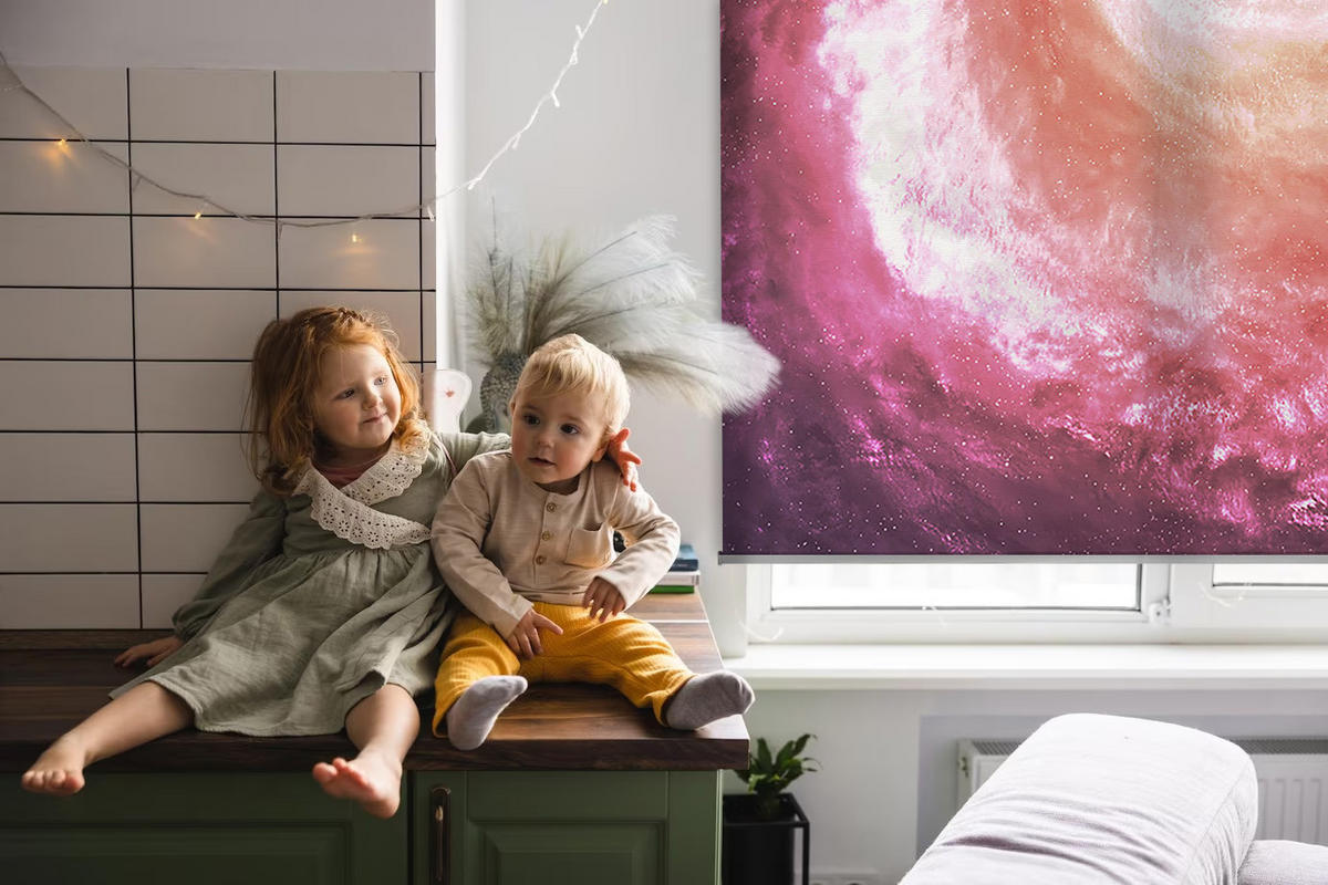 VNÚTORNÁ roleta - okenná roleta - roleta - 90x180 cm - Galaxia - pink, plast (90/180/0.5cm) - TULUP