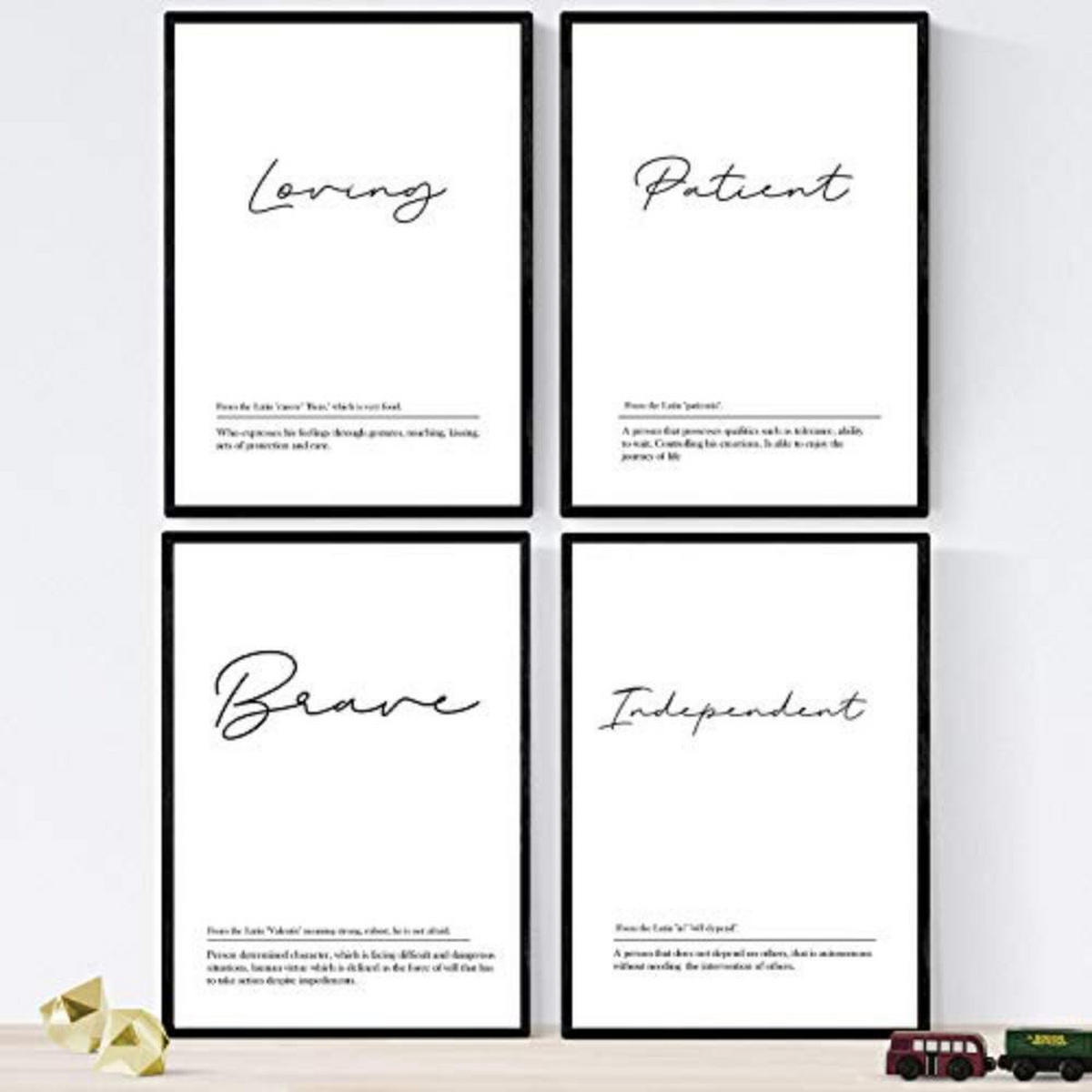 POSTER Set mit 4 Englisch Paar 2 Wörter mit Definitionen A4 Rahmenlos - Klar, Papier (29.7/3cm) - Nacnic