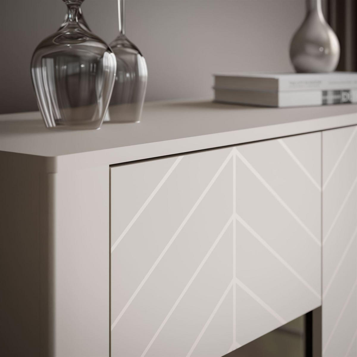 GLASVITRINE LUMI, Kaschmir - Kaschmir, Holzwerkstoff (103/130/41cm) - Lookway