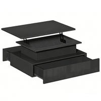 COUCHTISCH Lift-Top LED Beleuchtung 2 Schubladen Schwarz modern - Schwarz, Holz (55/85/56cm) - Kaket