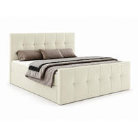 BOXBETT AUREN FRONT 160x200 cm Komplett-Set mit Bonell-Matratze, Topper und Bettkasten, Samt Platinfarben - Platinfarben, Textil (160/200cm) - Luxkor24