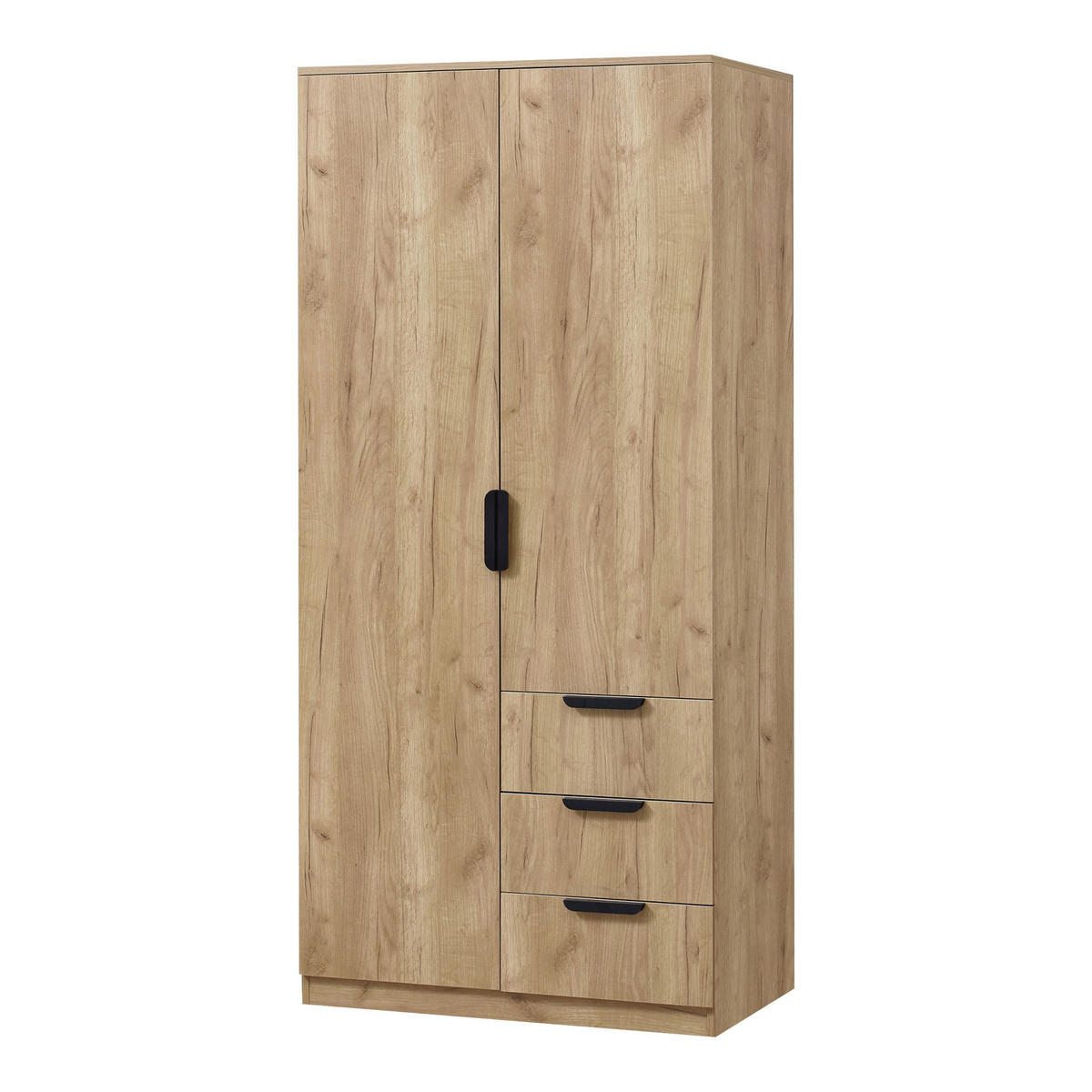 KLEIDERSCHRANK Eiselfing - Eichefarben, Holzwerkstoff (80/176/52cm) - [en.casa]