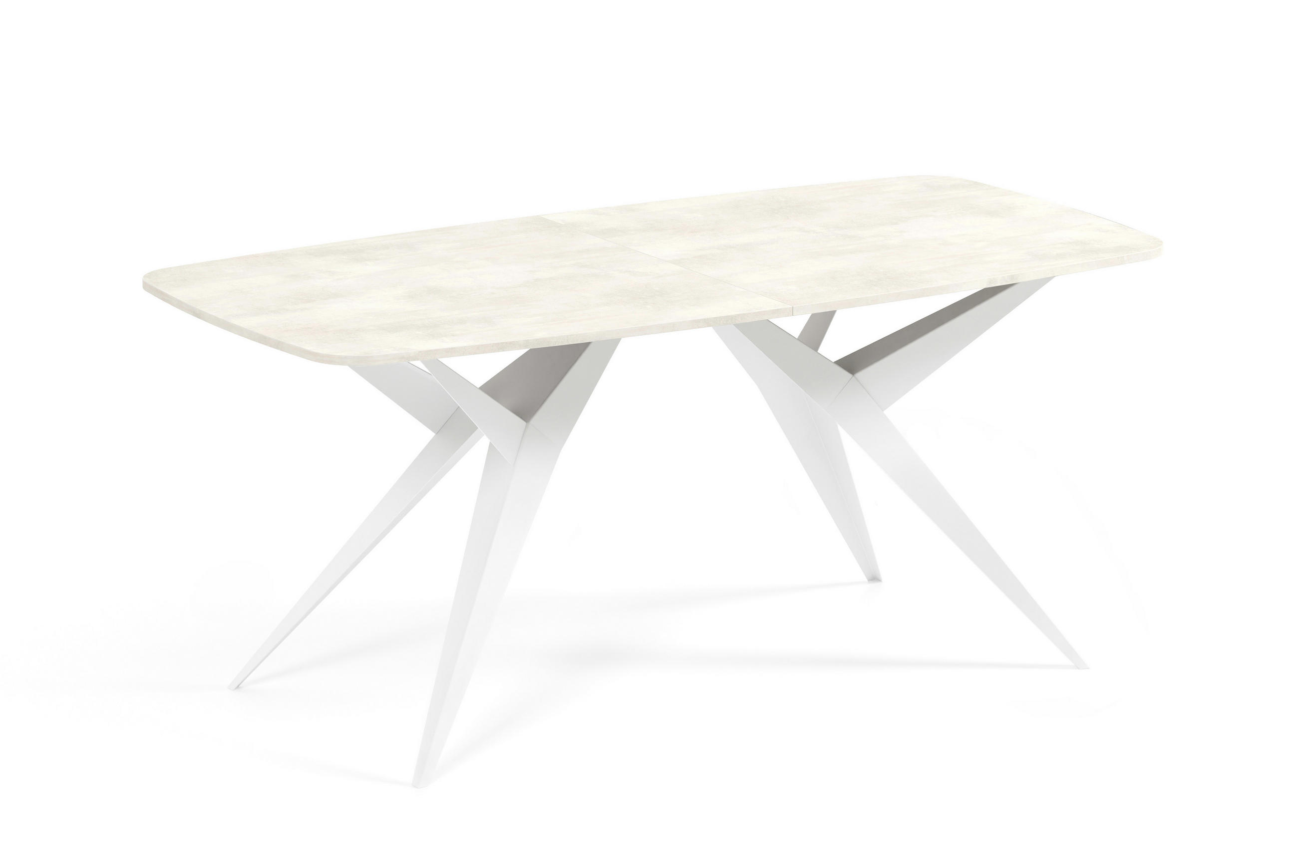 ESSTISCH AXIS - Creme/Weiß, Holzwerkstoff/Metall (90/180/76cm) - Meblini