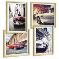BILDER SET 4er Set - 50x50 cm & 40x60 cm Goldrahmen - Oldtimer in Städten - Goldfarben, Kunststoff (50/50cm) - TULUP