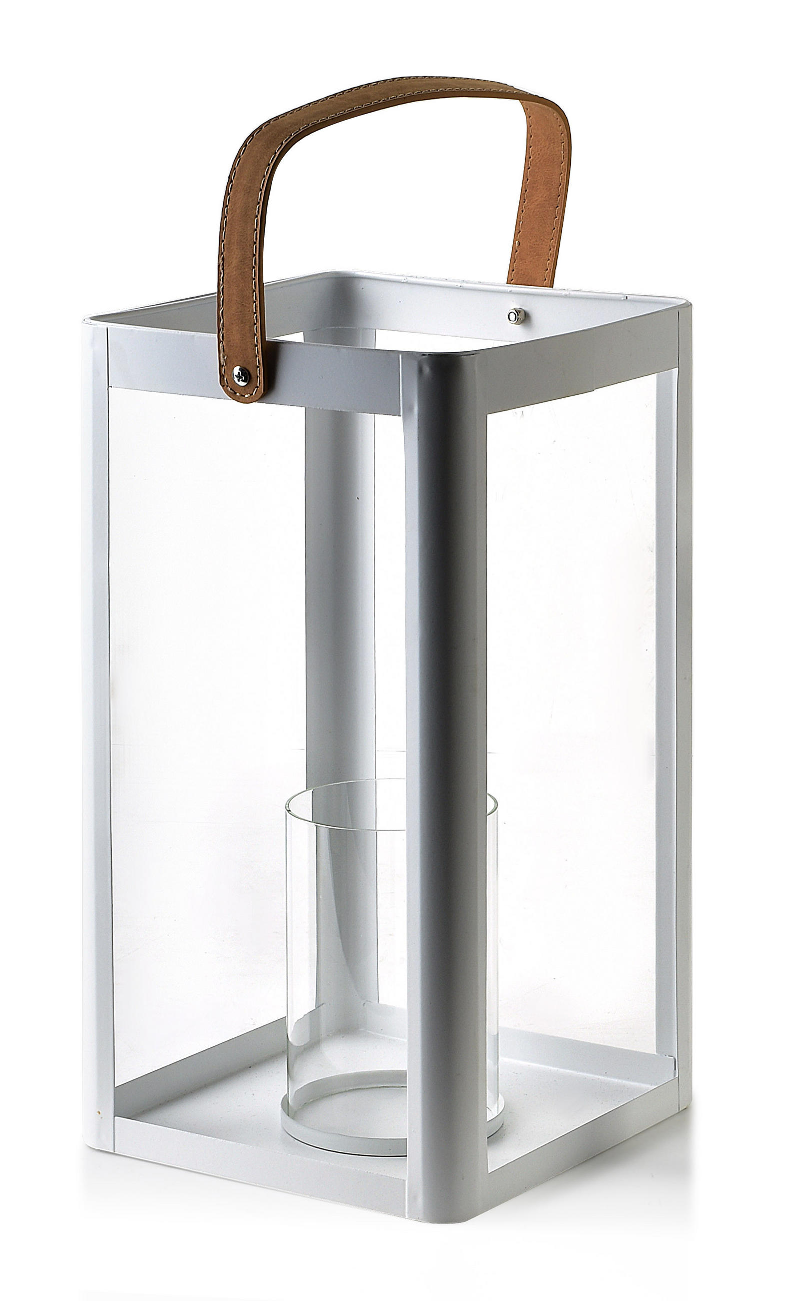 LATERNE Louis Weiß 34/19/21 cm Metall - Weiß, Metall (19/21/34cm) - Mondex