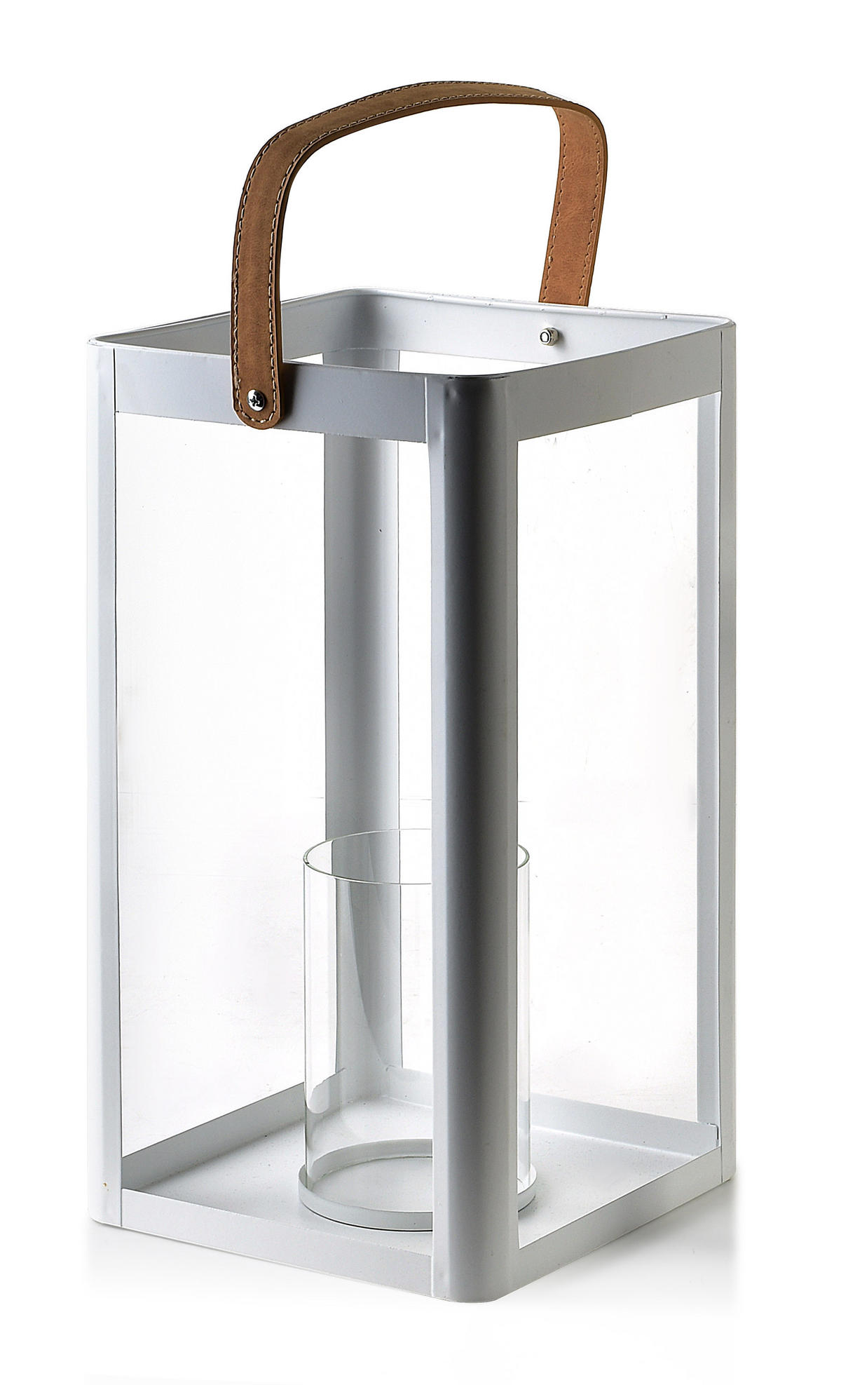 LATERNE Louis Weiß 34/19/21 cm Metall - Weiß, Metall (19/21/34cm) - Mondex