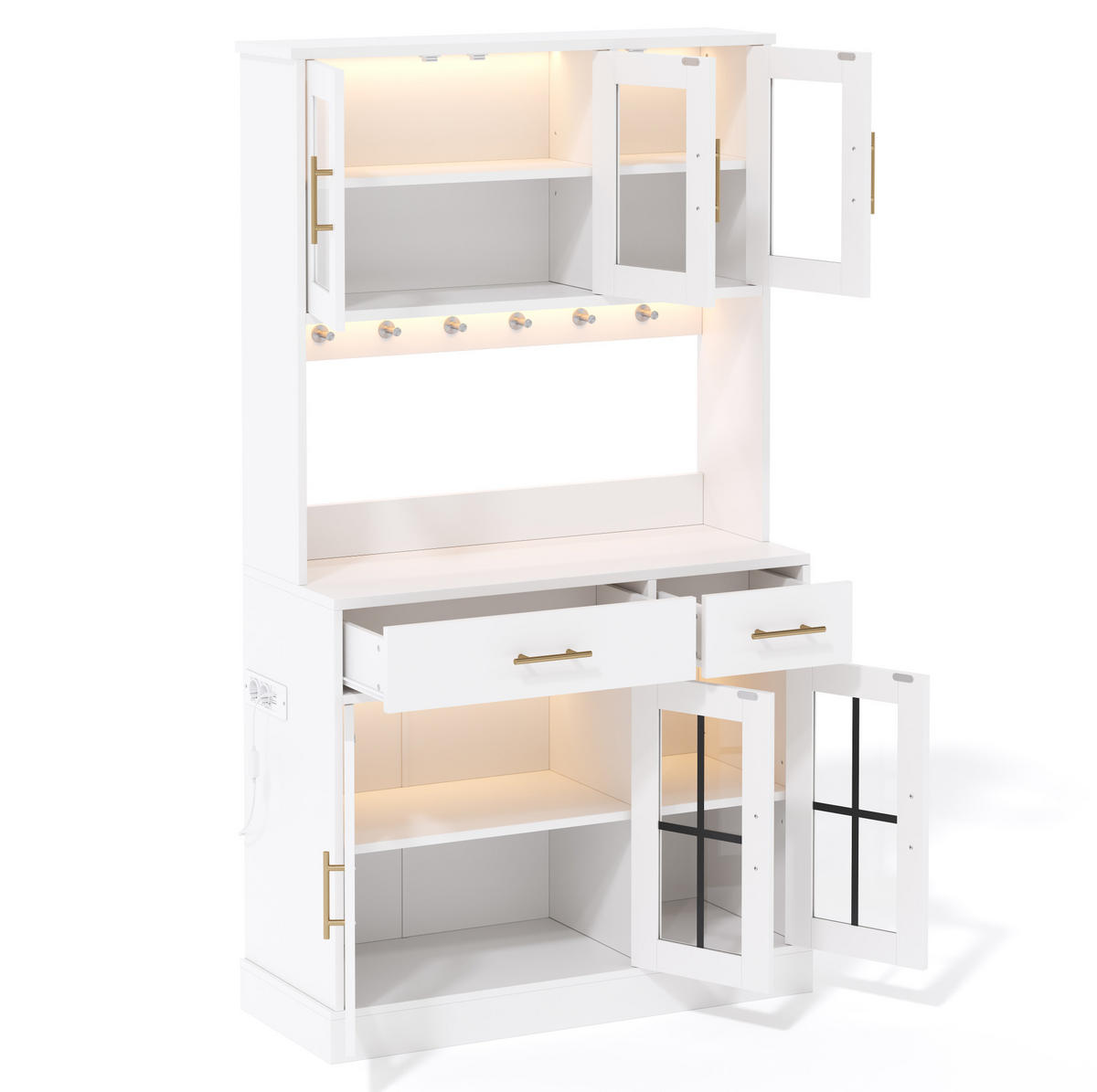 BUFFET 180/100 cm aus MDF mit LED-Lichtleisten Weiß - Weiß, Holzwerkstoff (100/180/40cm) - Modenvie