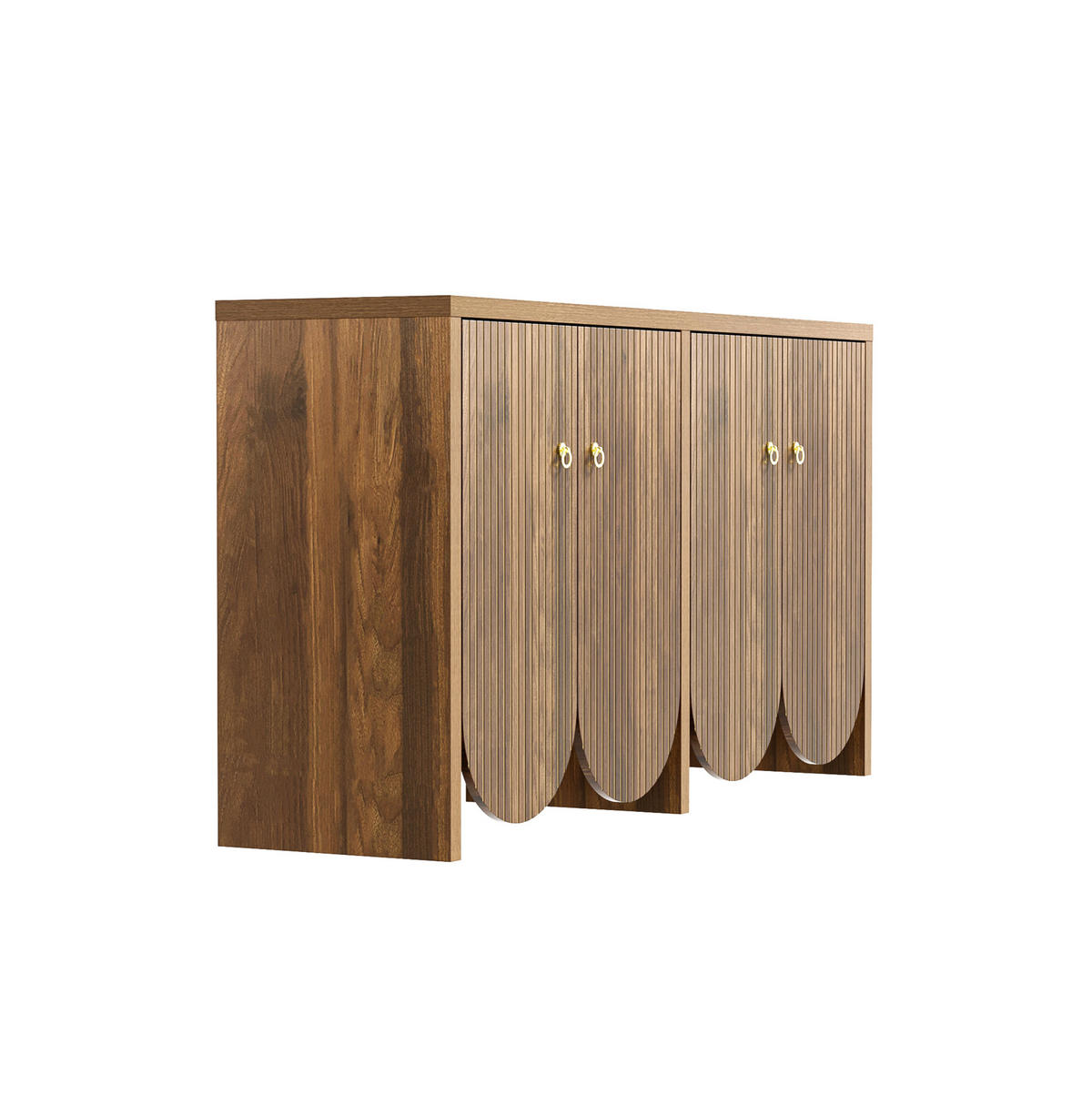 SIDEBOARD aus MDF 147x40x80 cm in Walnussoptik mit 4 Türen und verstellbaren Einlegeböden - Walnussfarben, Holzwerkstoff (147/80/40cm) - IVMEU