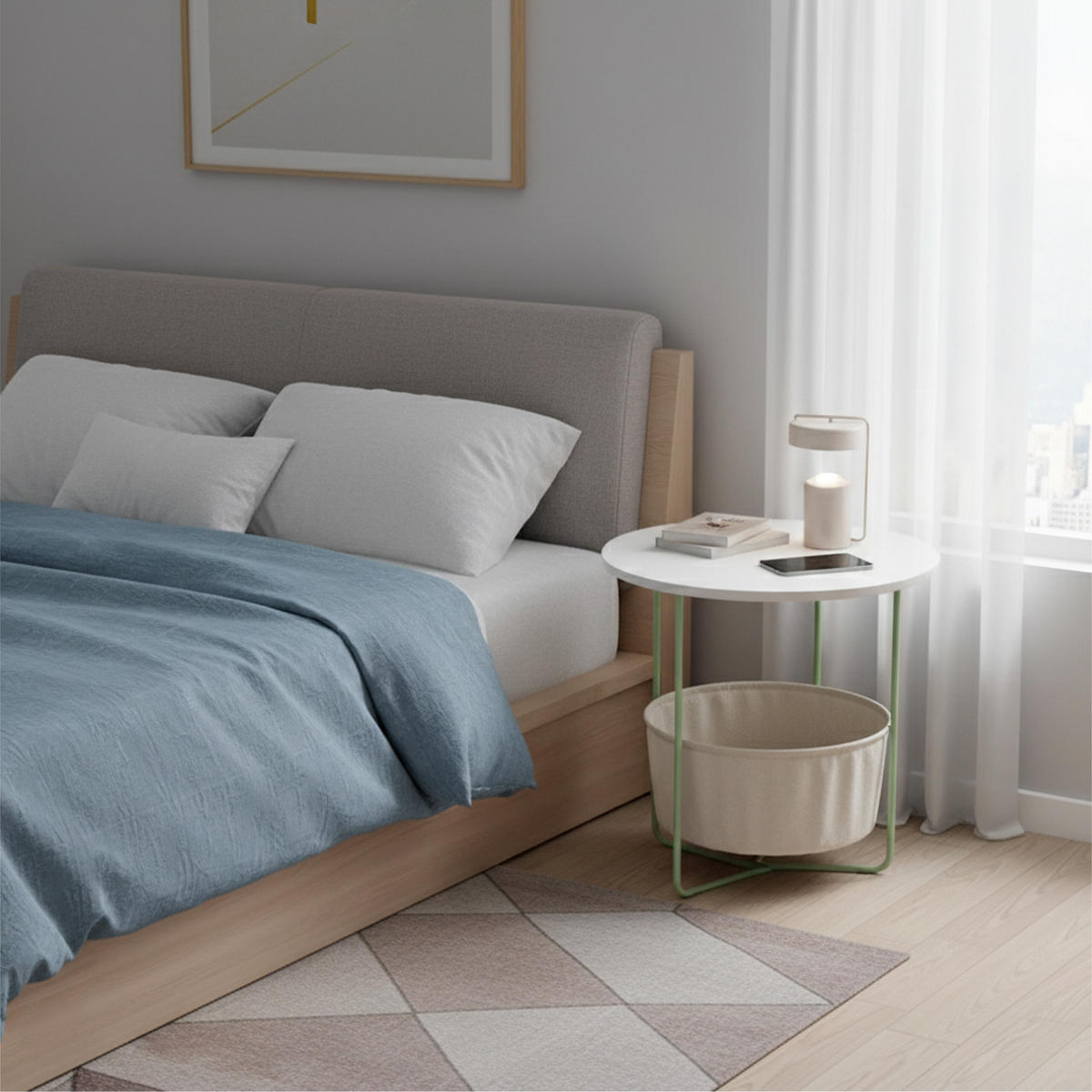 BEISTELLTISCH - Multicolor, Holzwerkstoff/Textil (45/45/50cm) - Relaxdays