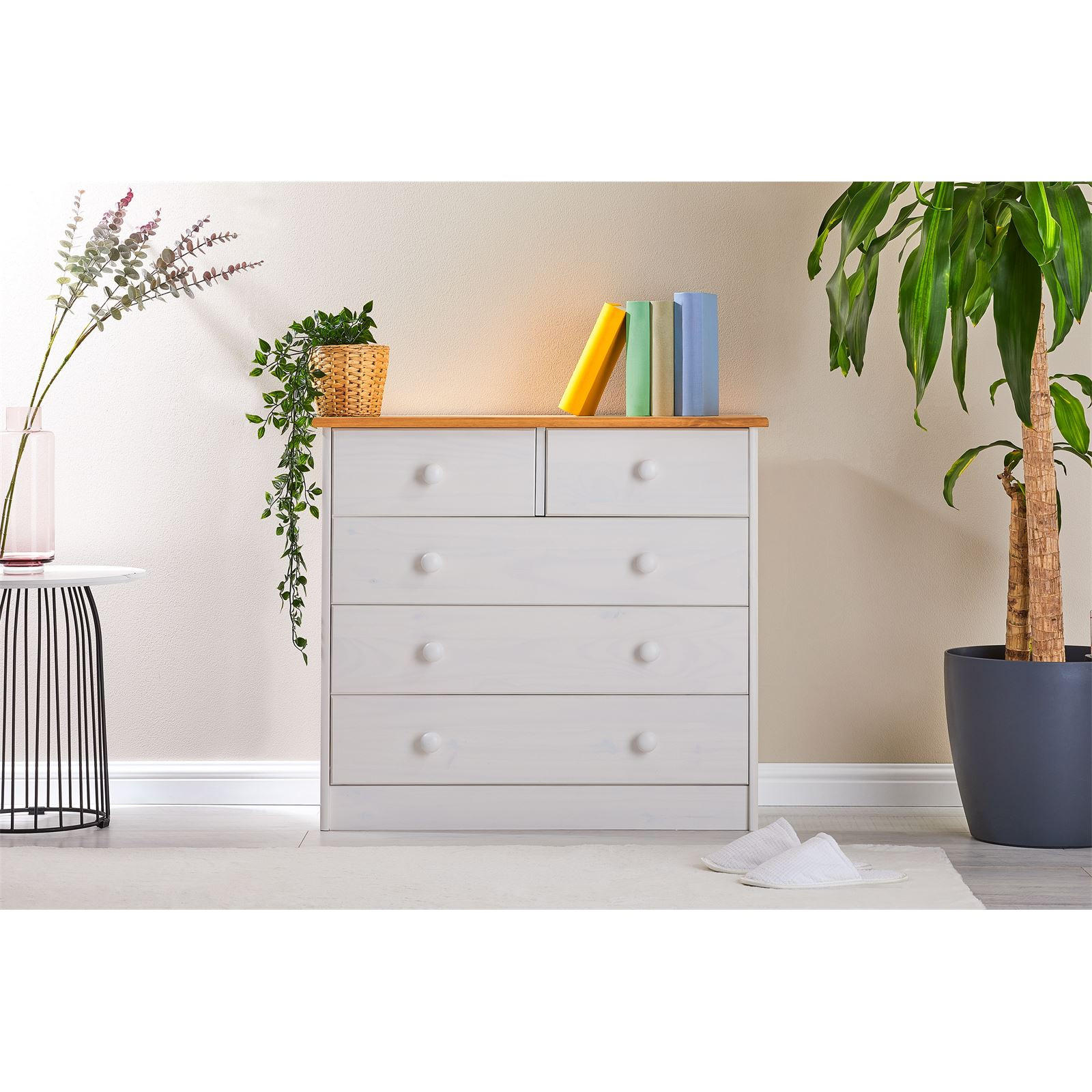 KOMMODE RONDO - Weiß/Braun, Holz (79/74/35cm) - IDIMEX