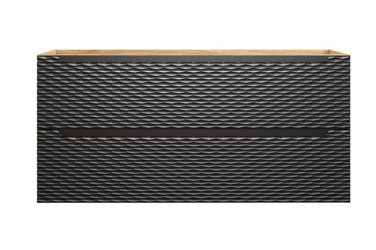 WASCHBECKENUNTERSCHRANK 120 cm 2 Teile - Ocean Black O BM453 in Schwarz / Geölter Eiche - Schwarz, Holz (120/57/46cm)