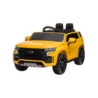 KINDER ELEKTROAUTO Chevrolet Tahoe gelb EVA-Reifen, Kunstledersitz, Stoßdämpfer, Fernbedienung, Musikfunktion - Gelb, Kunststoff (110/67/53cm) - Es-Toys