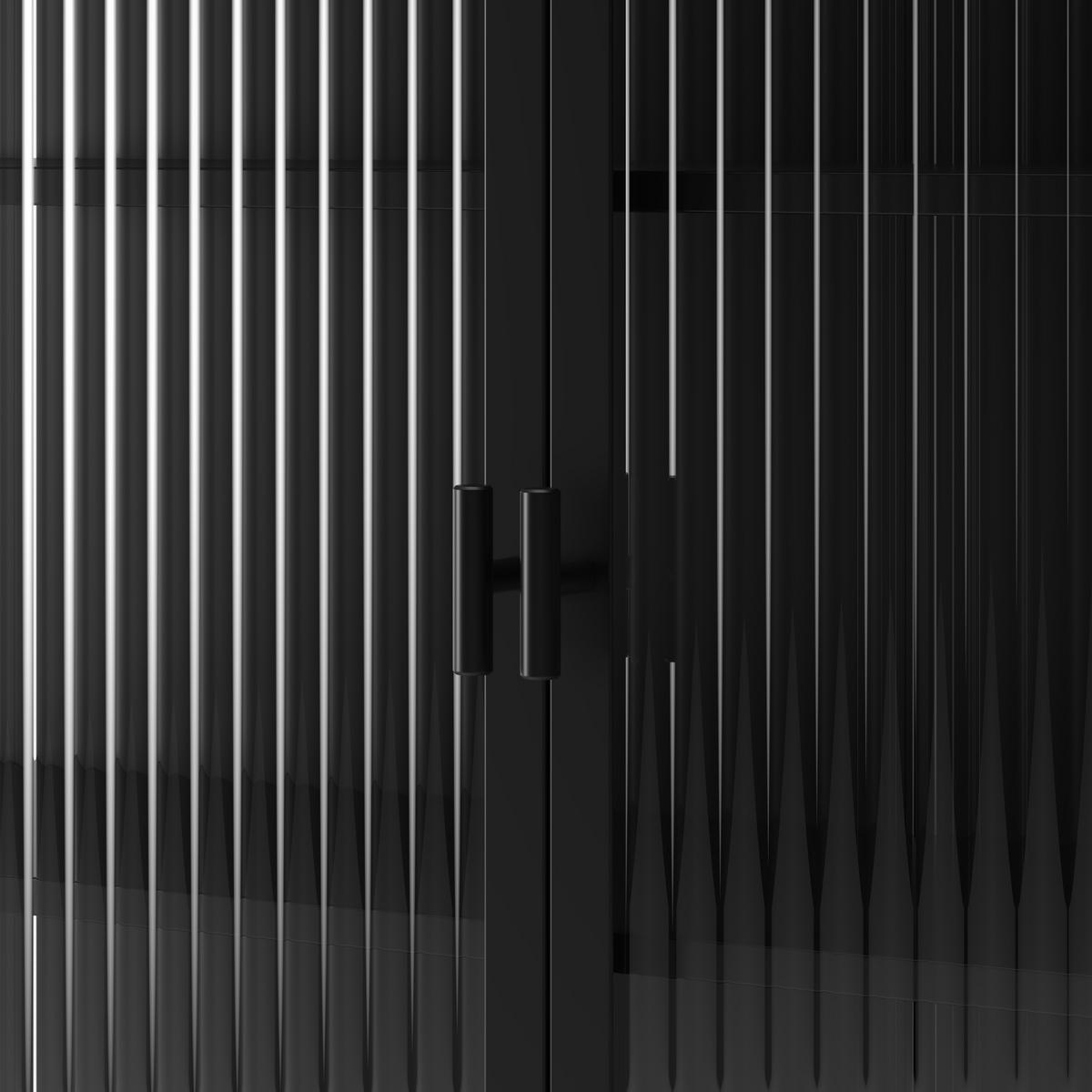 BAD-WANDSCHRANK Schwarz, 2 Glastüren & 3 Ablagen, 70 x 23 x 60 cm - Schwarz, Metall (70/60/23cm) - Urban Meuble