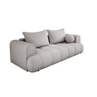SOFA COCO SCHLAFSOFA mit Bettfunktion, Anthology Stoffbezug, 2-Sitzer, freistehend, Größe: 250x105x90 cm, Hellgrau - Hellgrau, Holz/Textil (250/90/105cm) - DomoHome
