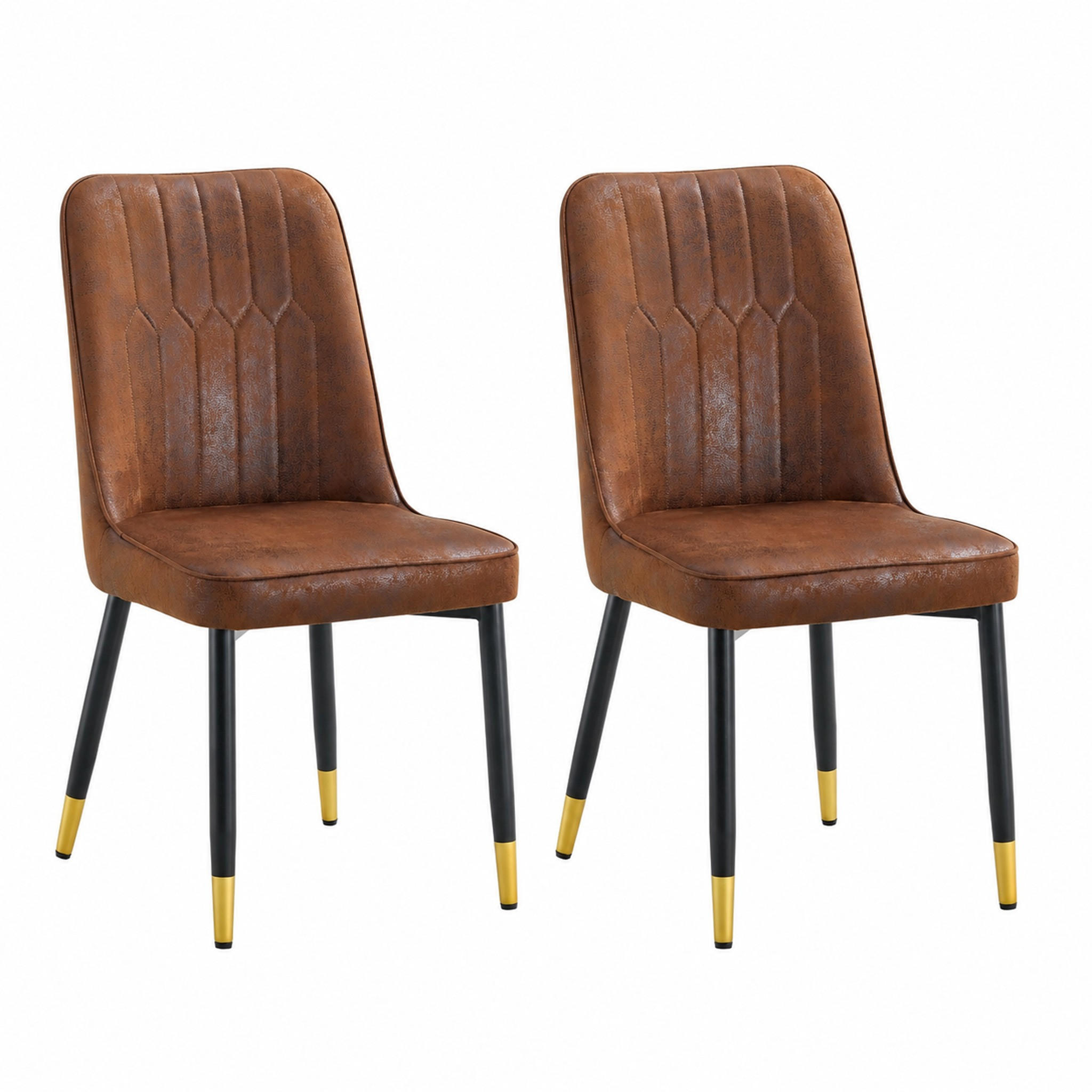 ESSZIMMERSTUHL 2er-Set mit Rückenlehne Braun Schwarz - Braun, Metall (41.5/89/43cm) - Meubliv