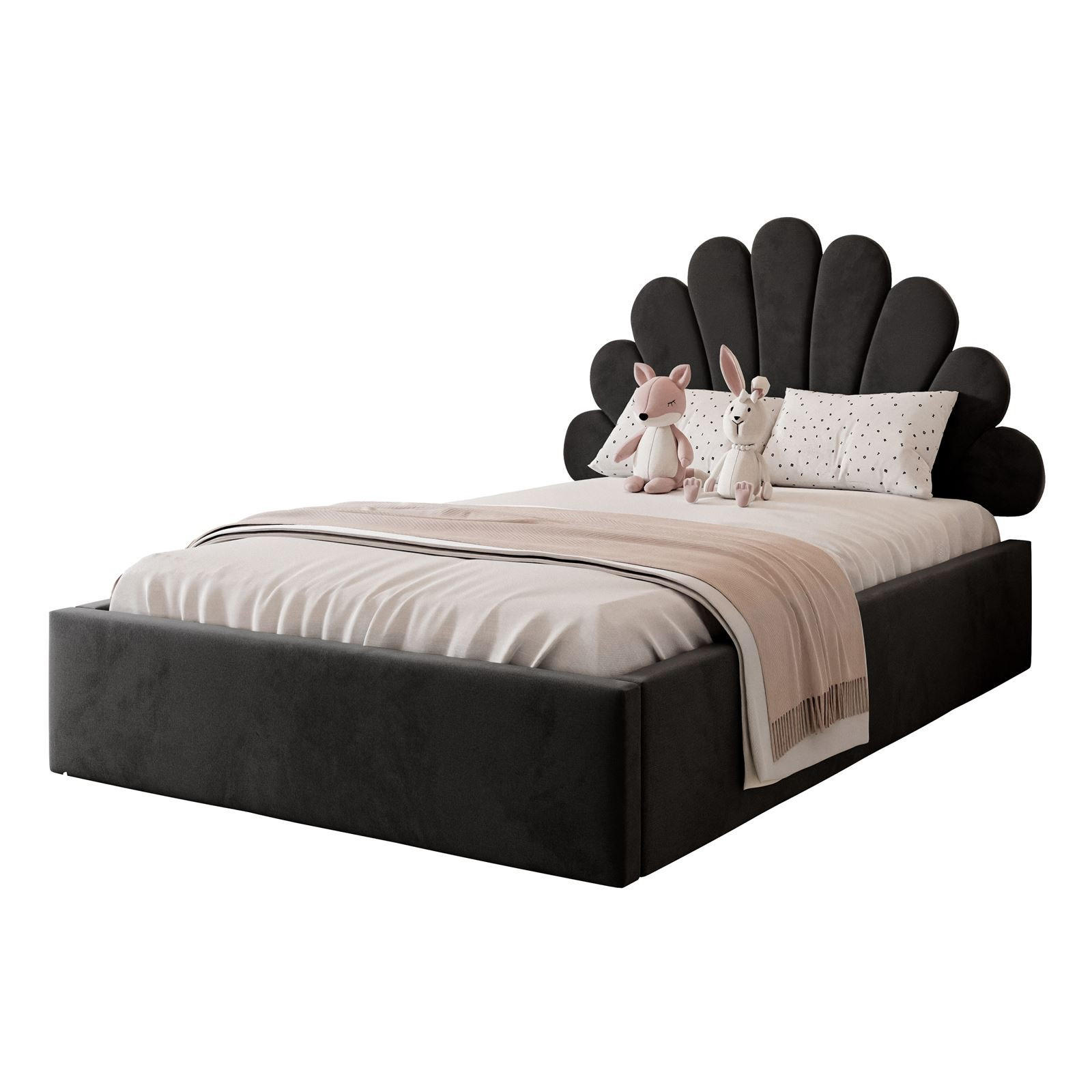 POLSTERBETT ASHLEY mit Bettkasten 140x200 cm, Stoff: Jasmine 100 - Schwarz, Textil - Lookway