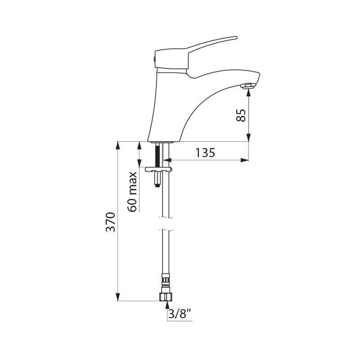 EINHEBEL-WASCHTISCHMISCHER EP H85 L135 ohne Ablaufgarnitur - Chromfarben, Metall (15/8/37cm) - Delabie