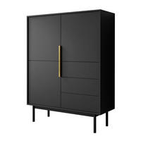 KOMMODE MIRACLE 3D3S mit Schubladen dreitrürig Schwarz - Schwarz, Holzwerkstoff (104/134/39cm) - Lookway