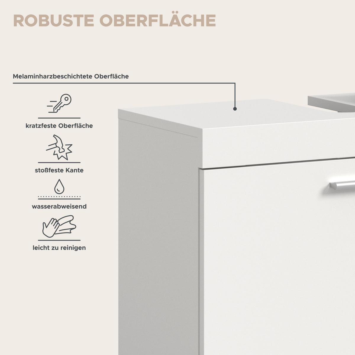 WASCHBECKENUNTERSCHRANK NOAH (B/H/T: ca. 65/63/31 cm) in weiß/weiß - Weiß, Holzwerkstoff (65/63/31cm)