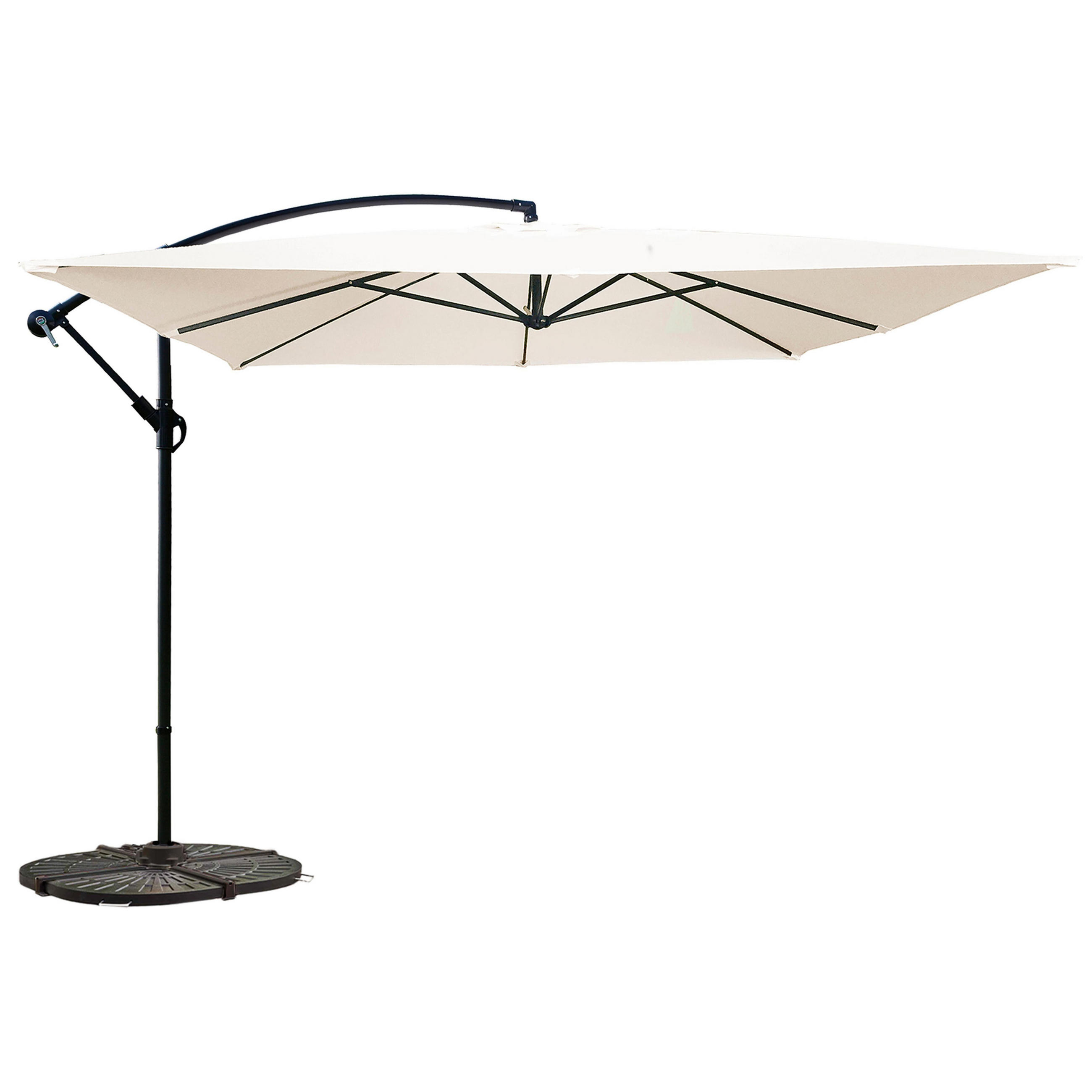 SONNENSCHIRM 3x3m mit 4 Gewichtsplatten, Weiß - Weiß, Metall (300/300cm) - Oviala
