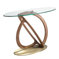 KONSOLE , Kristall, Walnuss, Gold 125/ 45/ 80 cm - Transparent/Goldfarben, Glas (45/125/80cm) - ANGEL CERDA