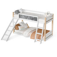 EATAGENBETT 90x200/190 mit Rutsche & Kreidetafel, Rausfallschutz/Leiter, Holz, Weiß - Weiß, Holz - LVHOM