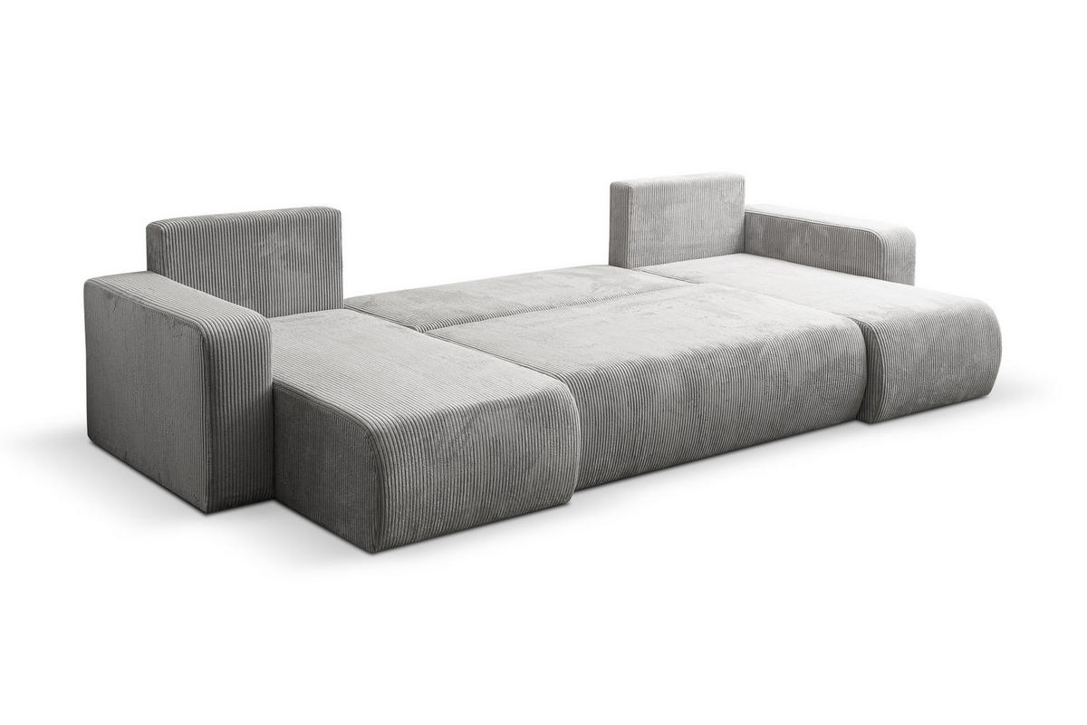 WOHNLANDSCHAFT LUNA U-FORM mit Schlaffunktion und Bettkasten (Hellgrau) - Hellgrau, Textil (312/83/142cm) - VENASI MÖBEL