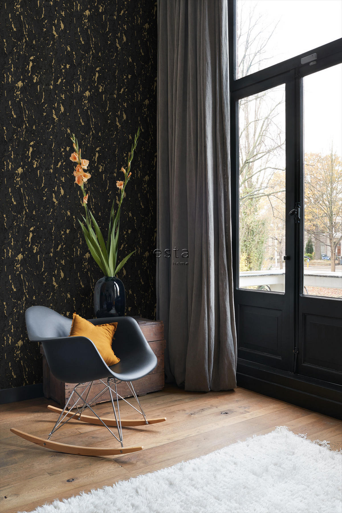 TAPETE Kork 50 x 900 cm - Schwarz, Papier (50/900cm) - ESTAhome