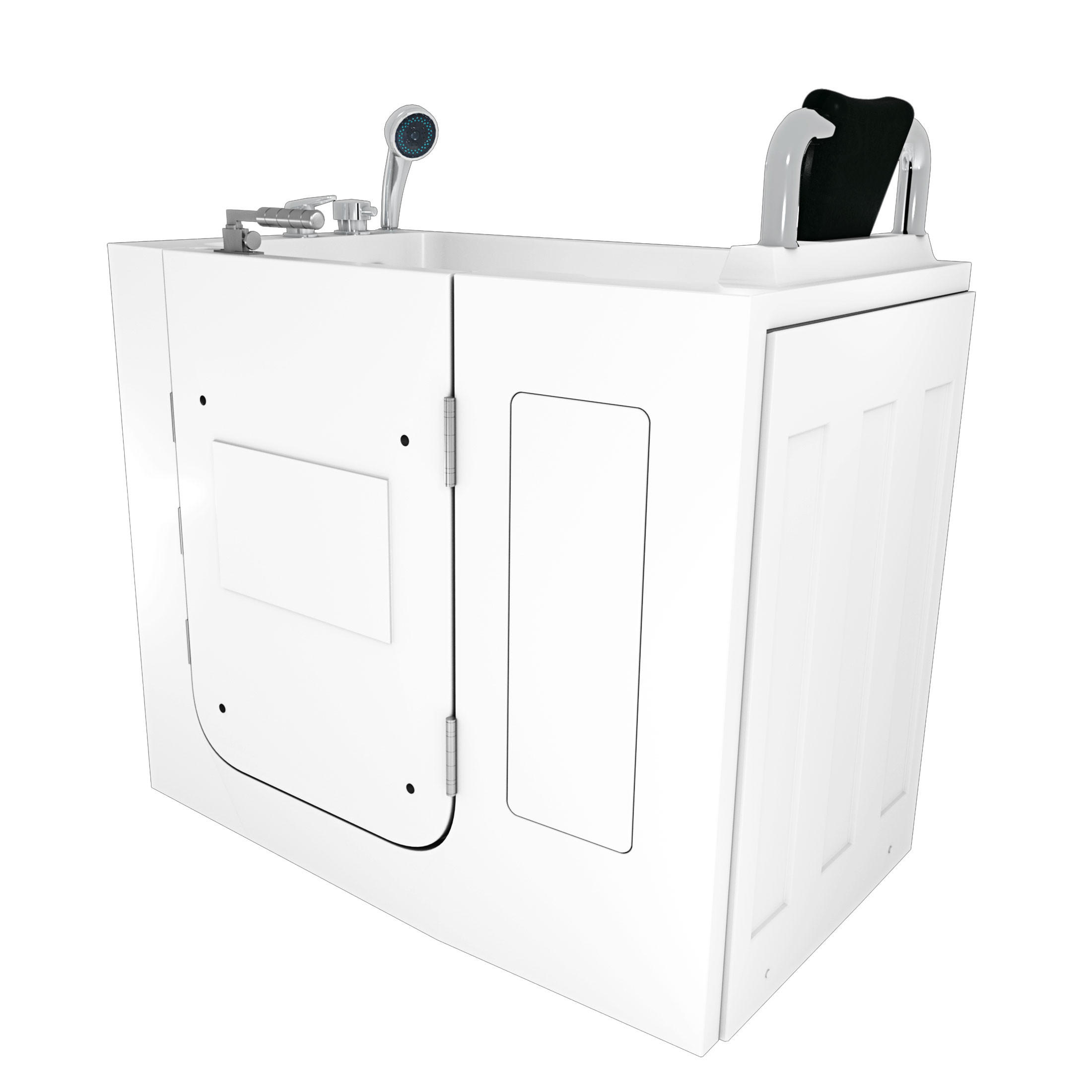 SITZBADEWANNE Senioren Sitzwanne mit Tür S08-A-R 68x110cm - Weiß, Glas/Kunststoff (110/114/68cm) - AcquaVapore by Sandra Jentho