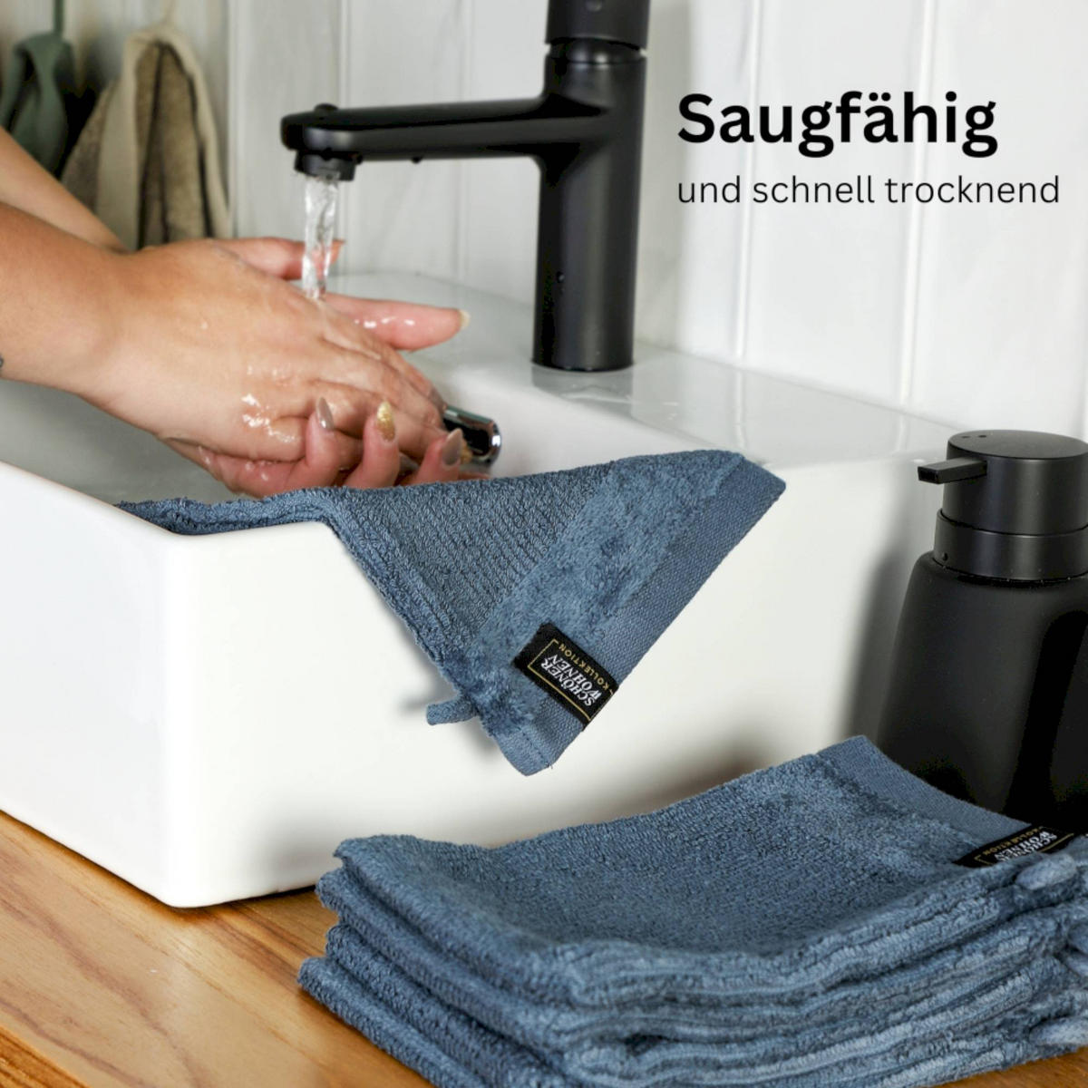 WASCHHANDSCHUH SENSE-6 - Blau, Textil (16/21cm) - Schöner Wohnen