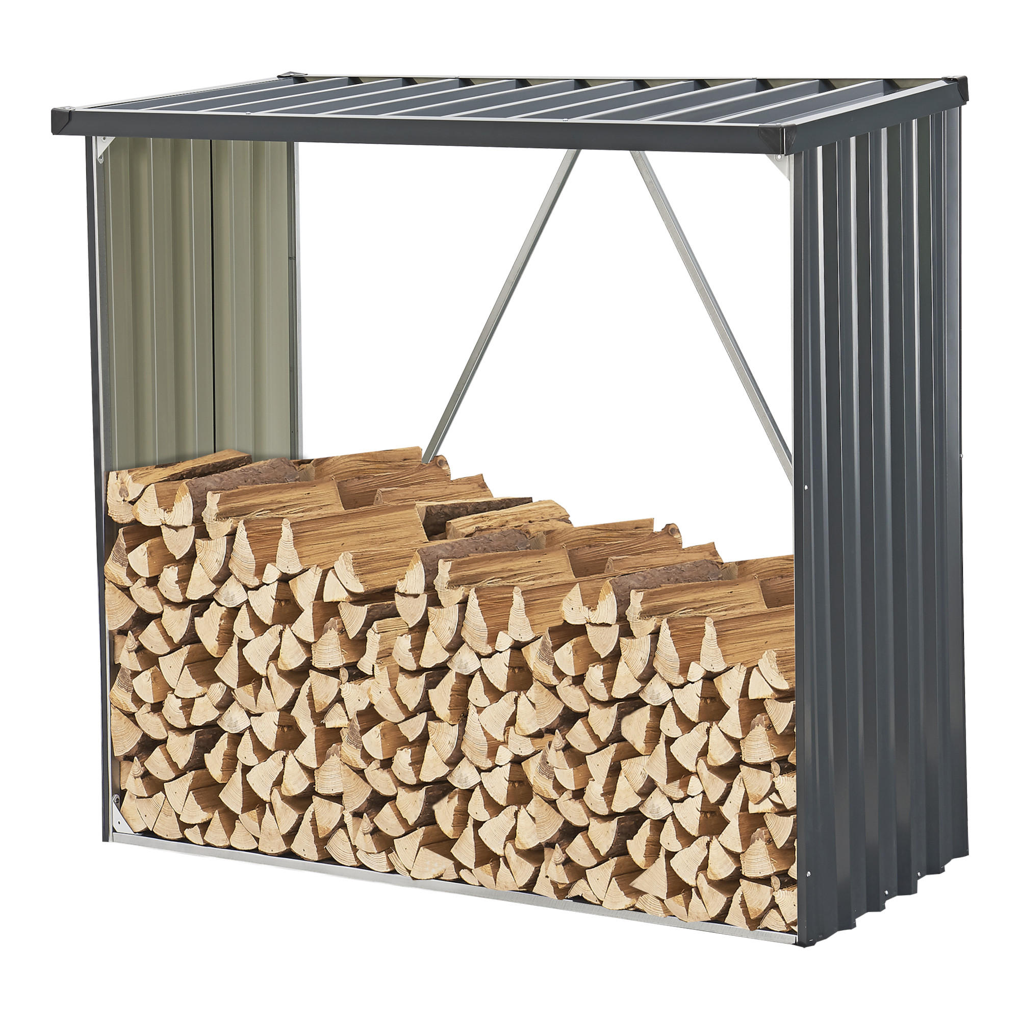 BRENNHOLZUNTERSTAND Kalmar - Anthrazit, Metall (156/152/80cm) - casa.pro