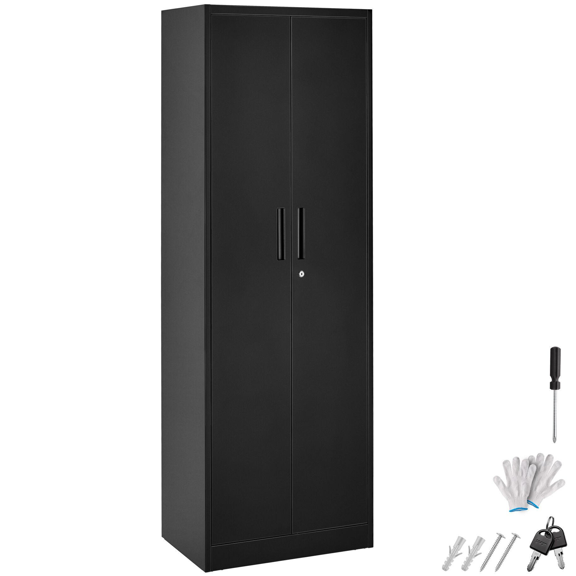 AKTENSCHRANK Brandon, Kippschutz, höhenverstellbare Füße, schwarz - Schwarz, Metall (60/180.5/40cm) - tectake