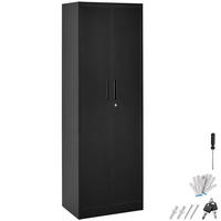 AKTENSCHRANK Brandon, Kippschutz, höhenverstellbare Füße, schwarz - Schwarz, Metall (60/180.5/40cm) - tectake