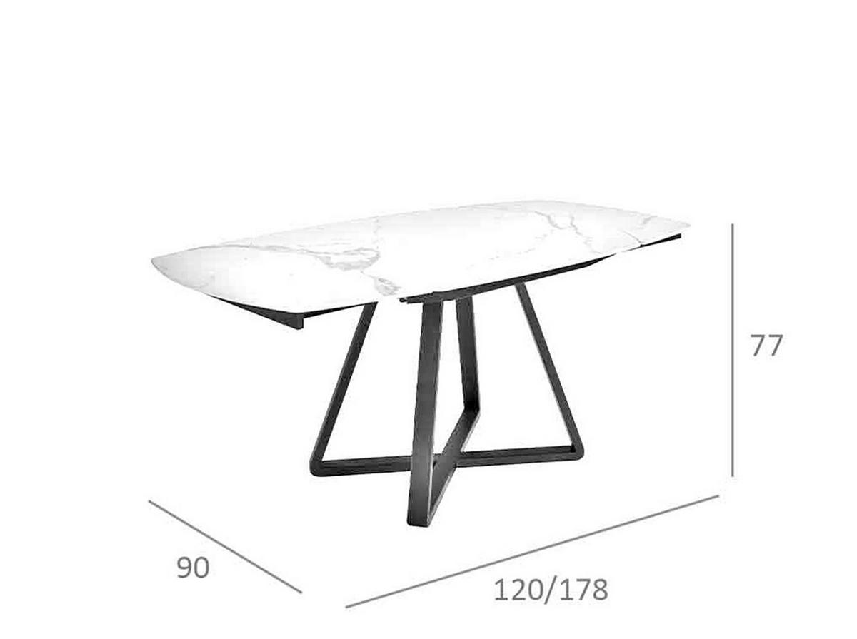 ESSTISCH Schwarz Weiß 120/90/77 cm - Schwarz/Weiß, Stein (90/120/77cm) - ANGEL CERDA