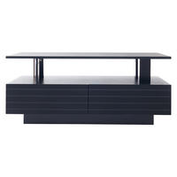 COUCHTISCH Schwarz, 100/50/42 cm mit LED und Stauraum - Schwarz, Kunststoff (50/100/42cm) - PANGIVO